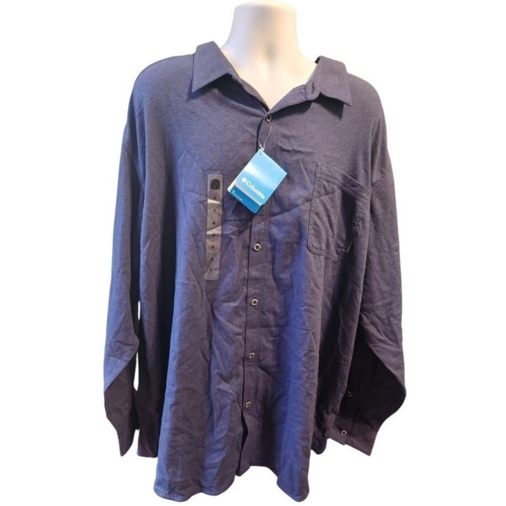 Columbia Boulder Ridge Flannel Long Sleeve Shirt 4X Blue Regular Fit Mens